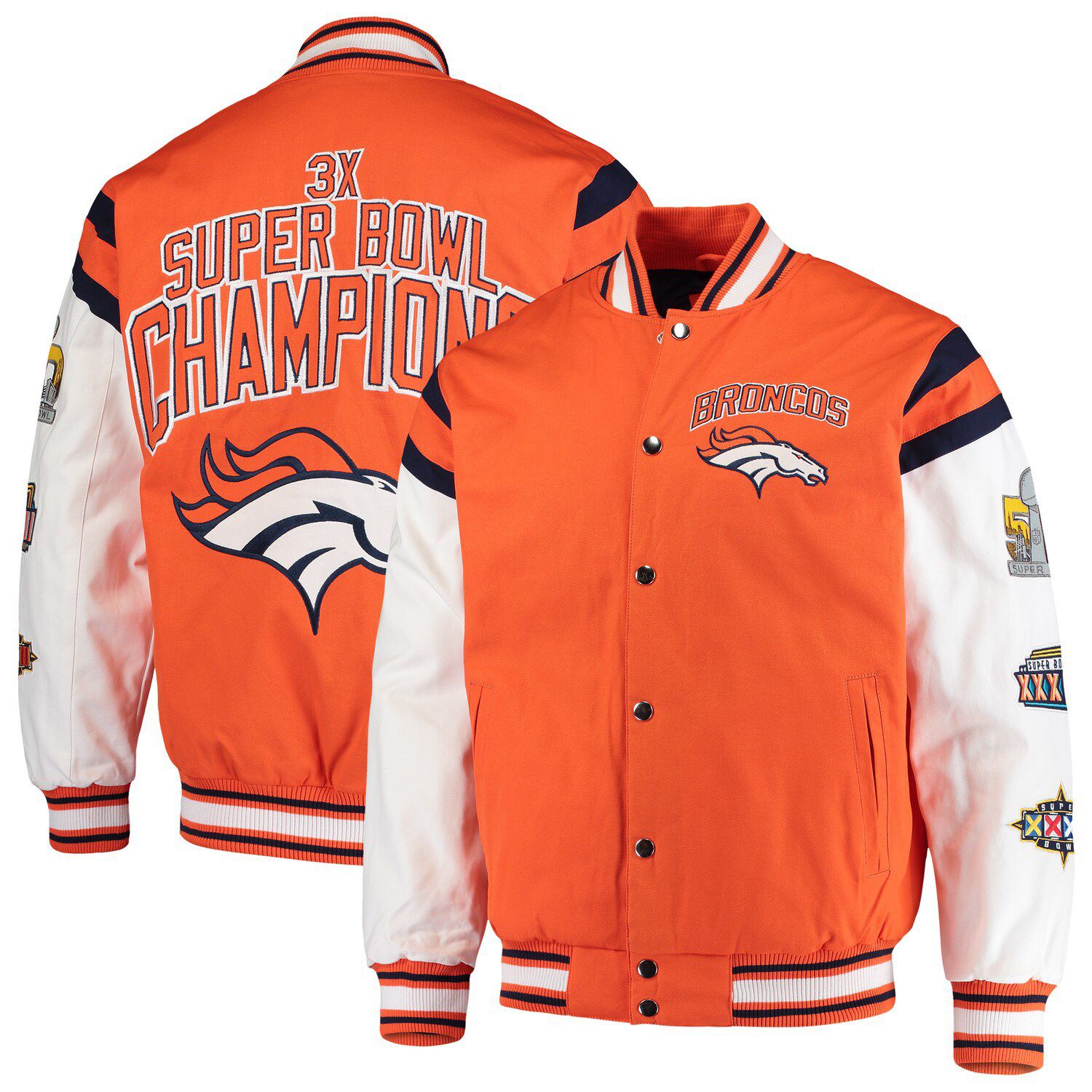 orange and white varsity jacket