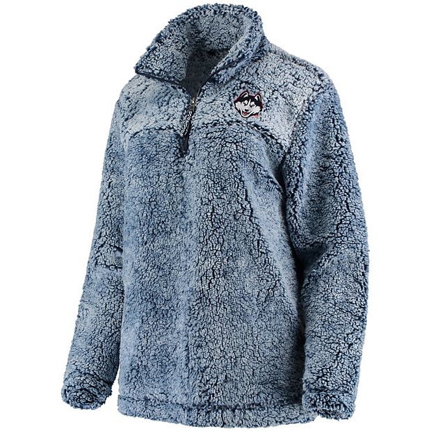 Women s Navy UConn Huskies Sherpa Super Soft Quarter Zip Pullover