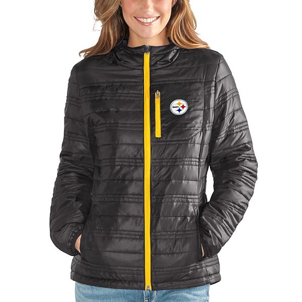 Women's G-III 4Her by Carl Banks Black Pittsburgh Steelers Field Goal Fleece  Full-Zip Jacket