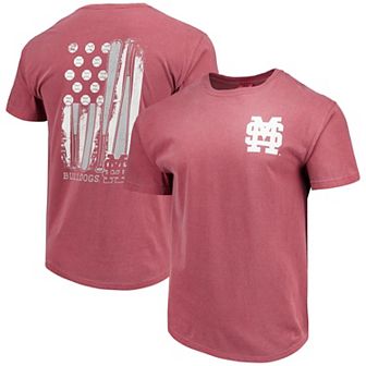 Men's Maroon Mississippi State Bulldogs Baseball Flag Comfort Colors T-Shirt