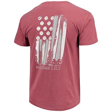 Men's Maroon Mississippi State Bulldogs Baseball Flag Comfort Colors T-Shirt