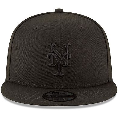 New York Mets New Era Black on Black 9FIFTY Team Snapback Adjustable Hat - Black