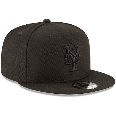 New York Mets New Era Black on Black 9FIFTY Team Snapback Adjustable Hat - Black