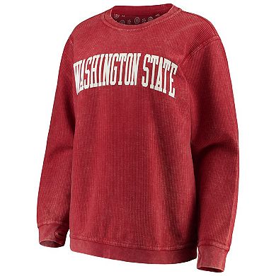 Women's Pressbox Crimson Washington State Cougars Comfy Cord Vintage Wash Basic Arch Pullover Sweatshirt