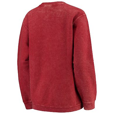 Women's Pressbox Crimson Washington State Cougars Comfy Cord Vintage Wash Basic Arch Pullover Sweatshirt