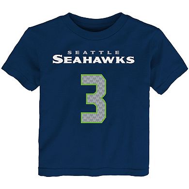Preschool Russell Wilson College Navy Seattle Seahawks Mainliner Name & Number T-Shirt