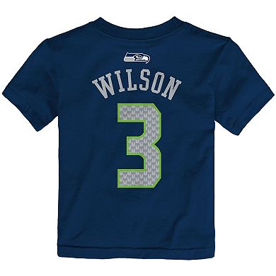Preschool Russell Wilson College Navy Seattle Seahawks Mainliner Name & Number T-Shirt