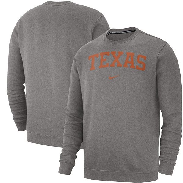 Men's Nike Heathered Gray Texas Longhorns Club Fleece Sweatshirt