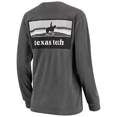 Women's Charcoal Texas Tech Red Raiders Comfort Colors Campus Skyline Long Sleeve Oversized T-Shirt