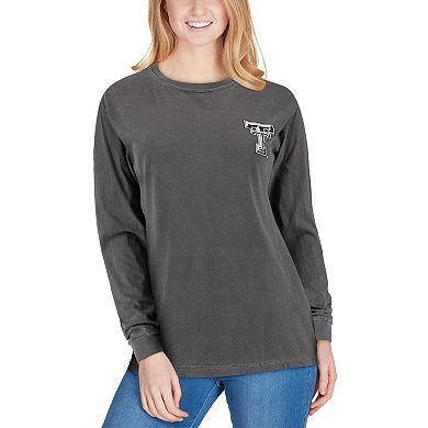 Women's Charcoal Texas Tech Red Raiders Comfort Colors Campus Skyline Long Sleeve Oversized T-Shirt