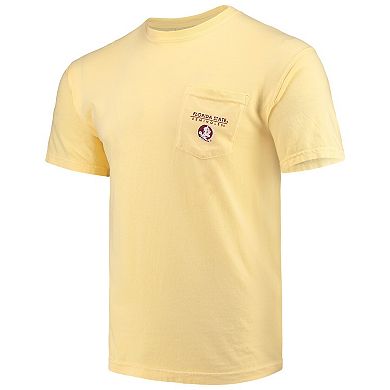 Men's Yellow Florida State Seminoles Landscape Shield Comfort Colors Pocket T-Shirt