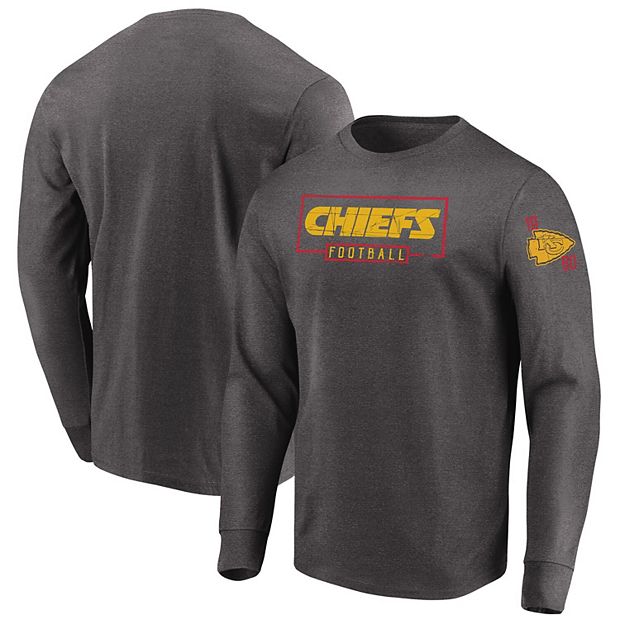 Men's Majestic Heathered Charcoal Kansas City Chiefs Big & Tall Kick Return  Long Sleeve T-Shirt