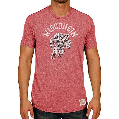 Men's Original Retro Brand Heather Red Wisconsin Badgers Vintage Football Bucky Tri-Blend T-Shirt