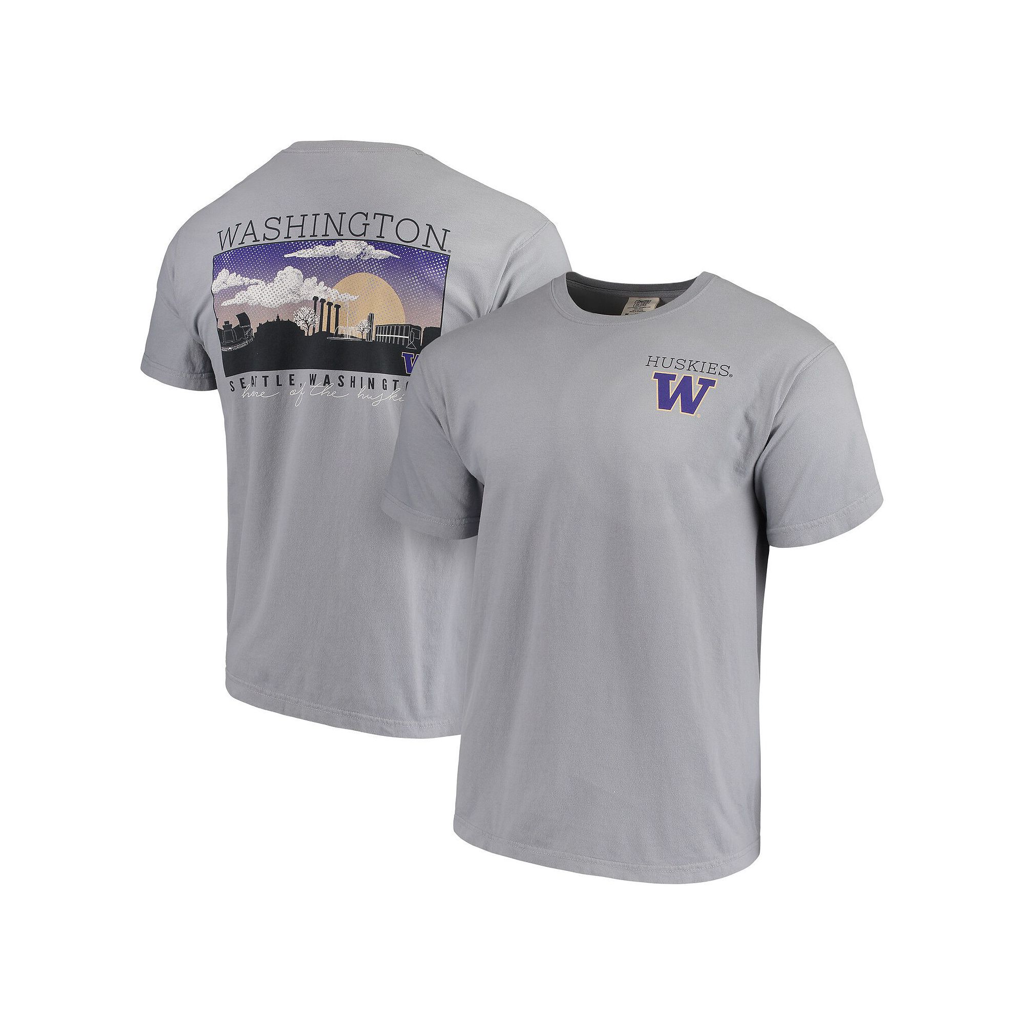 Mens Gray Washington Huskies Comfort Colors Campus Scenery T-Shirt, Size: 