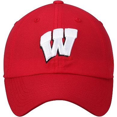 Men's Top of the World Red Wisconsin Badgers Primary Logo Staple Adjustable Hat