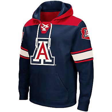 Men's Colosseum Navy Arizona Wildcats 2.0 Lace-Up Pullover Hoodie