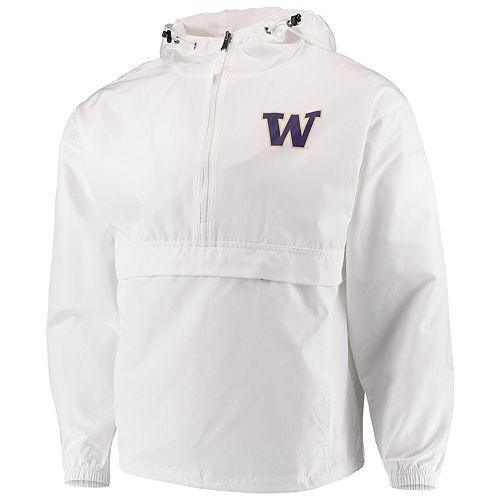 Men's Champion® White Washington Huskies Tailgate Packable Half-Zip Jacket