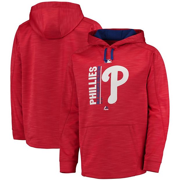 Men's Majestic Red/Royal Philadelphia Phillies Authentic Collection Team  Icon Streak Fleece Pullover Hoodie