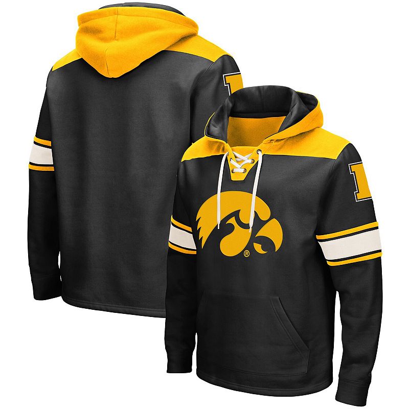 Men's Colosseum Black Iowa Hawkeyes 2.0 Lace-Up Pullover Hoodie, Size: Small