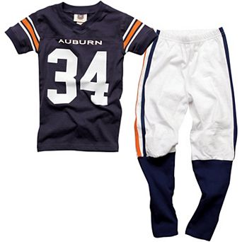 Auburn Tigers Preschool Football Pajama Set - White/Navy Blue