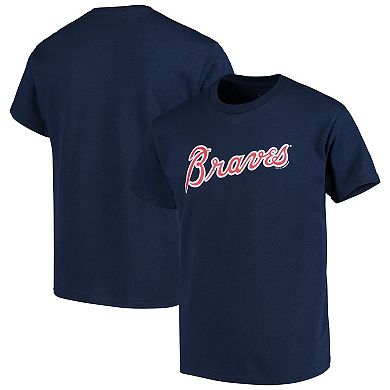 Atlanta Braves Youth Distressed Logo T-Shirt - Navy Blue