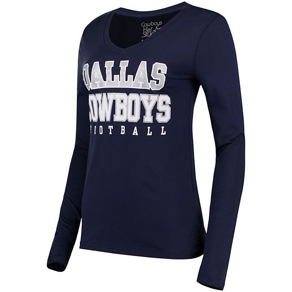 : NFL Dallas Cowboys Womens Dallas Hand Long Sleeve Tee, GRYHTR,  X-Small : Sports & Outdoors