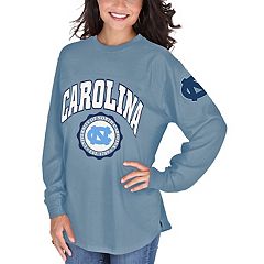 Women's White/Navy North Carolina Tar Heels Color-Blocked Striped Tri-Blend  Long Sleeve T-Shirt