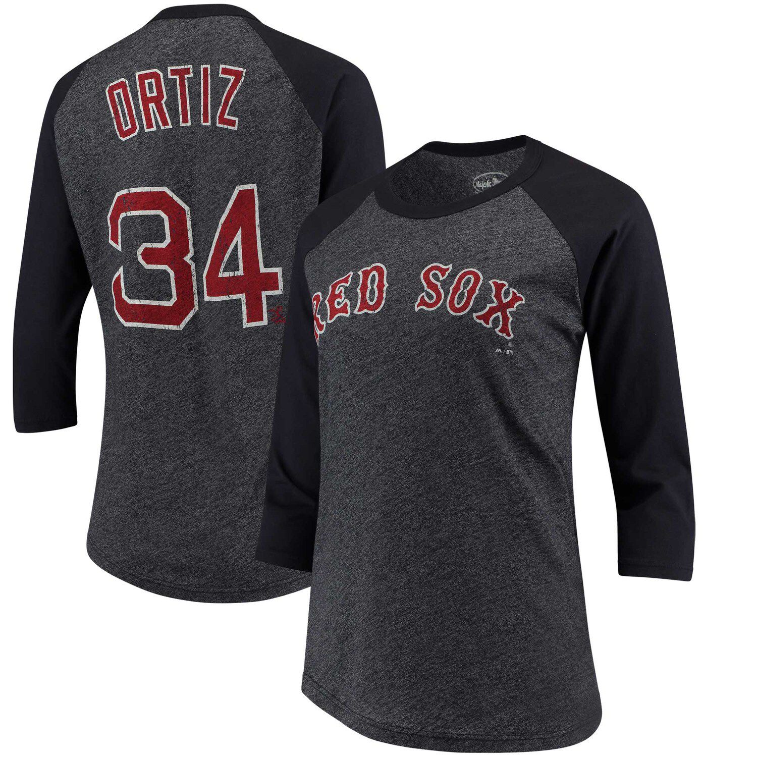 Men's Fanatics Branded David Ortiz Navy Boston Red Sox Stats Resume Long Sleeve T-Shirt