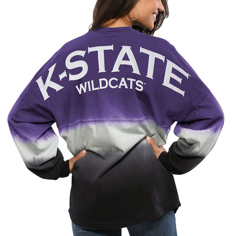Womens Purple Kansas State Wildcats Ombre Long Sleeve Dip-Dyed Spirit Jers