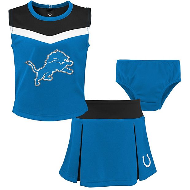 Girls Toddler Blue/Black Detroit Lions Two-Piece Spirit Cheerleader Set  with Bloomers