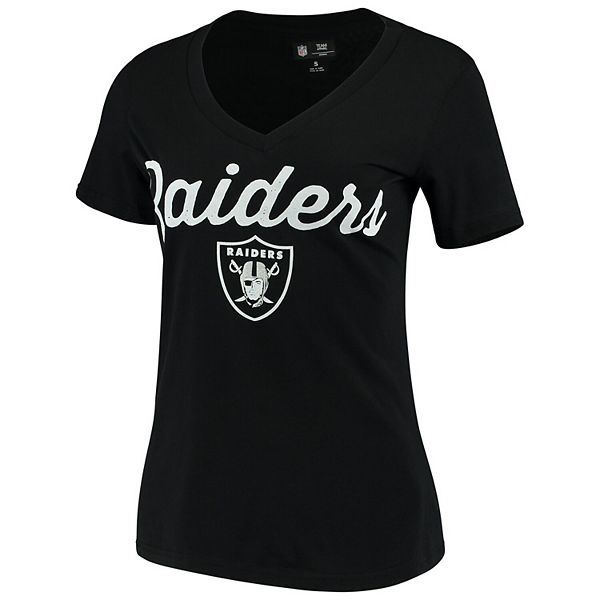 Womens G Iii 4her By Carl Banks Black Las Vegas Raiders Post Season V Neck T Shirt 