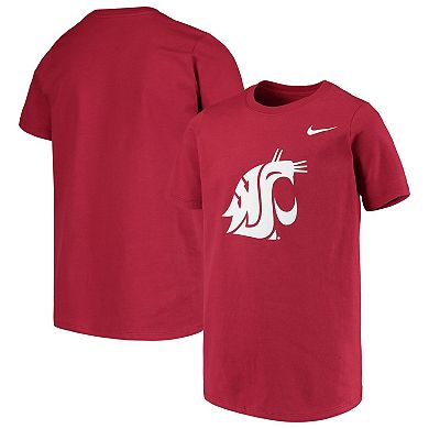Youth Nike Crimson Washington State Cougars Cotton Logo T-Shirt