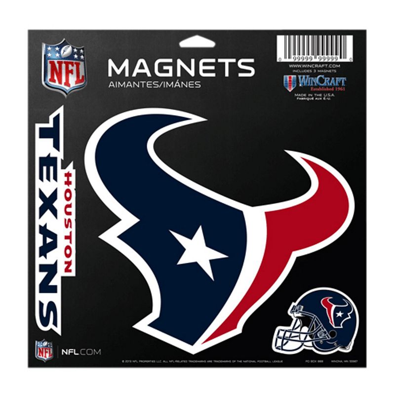 Houston Texans 11 x 11 Vinyl Magnet 3-Pack, Multicolor
