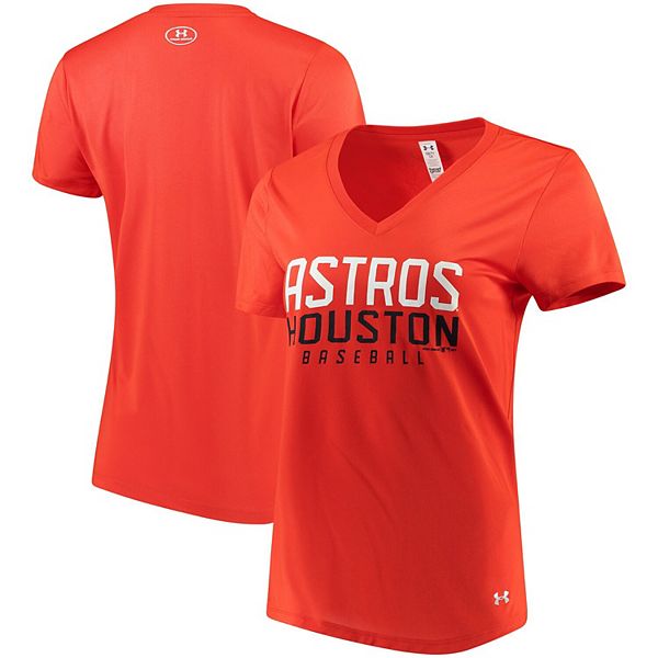 Houston Astros Touch Women's Lead Off Notch Neck T-Shirt - Navy/Orange