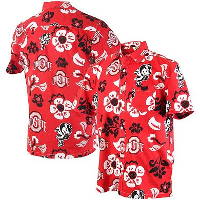 Men's Wes & Willy Scarlet Ohio State Buckeyes Floral Button-Up Shirt