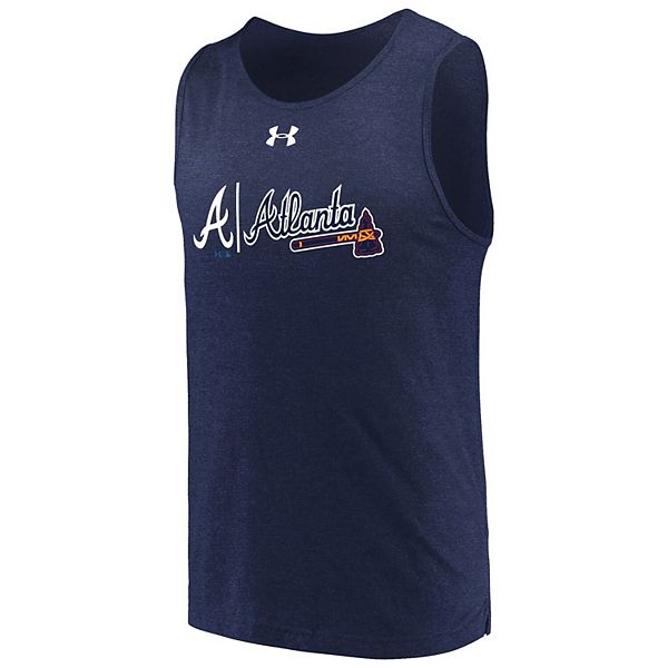 Atlanta Braves Under Armour Dual Logo Performance Tri-Blend Tank Top - Navy