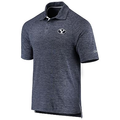 Men's Colosseum Heathered Navy BYU Cougars Down Swing Polo