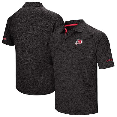 Men's Colosseum Black Utah Utes Down Swing Polo