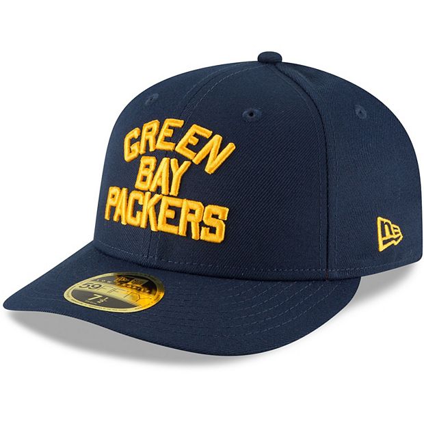 Men's New Era Navy Green Bay Packers Omaha Throwback Low Profile 59FIFTY Fitted  Hat