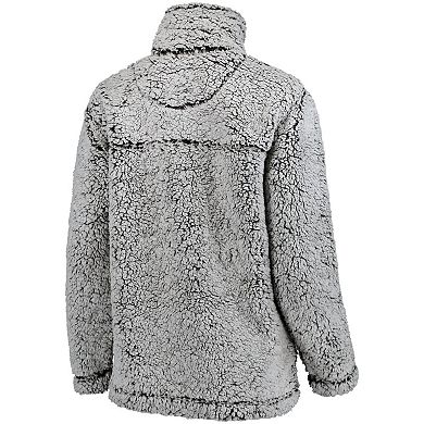 Women's Gray Oregon Ducks Sherpa Super Soft Quarter-Zip Pullover Jacket