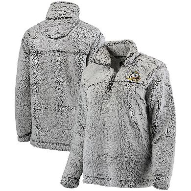 Women's Gray Oregon Ducks Sherpa Super Soft Quarter-Zip Pullover Jacket