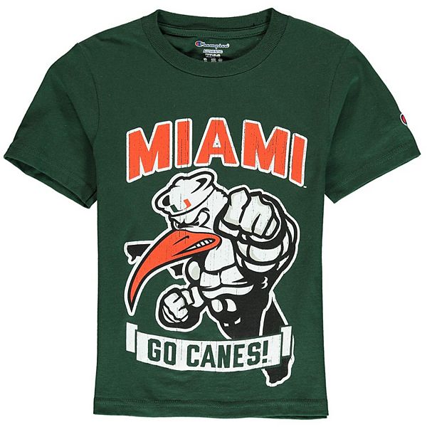 Youth Champion Green Miami Hurricanes Strong Mascot T Shirt