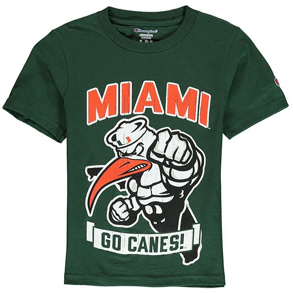 Youth Champion Gray Miami Hurricanes Stacked Logo Baseball T-Shirt