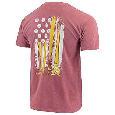 Men's Maroon Arizona State Sun Devils Baseball Flag Comfort Colors T-Shirt