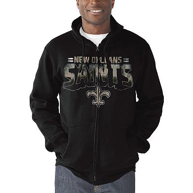 Men's G-III Sports by Carl Banks Black New Orleans Saints Perfect Season Full-Zip Hoodie