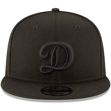 Los Angeles Dodgers New Era Script Logo Black on Black 9FIFTY Snapback Adjustable Hat - Black