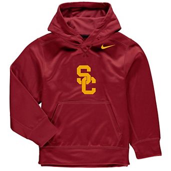 Youth Nike Cardinal USC Trojans Logo KO Pullover Performance Hoodie