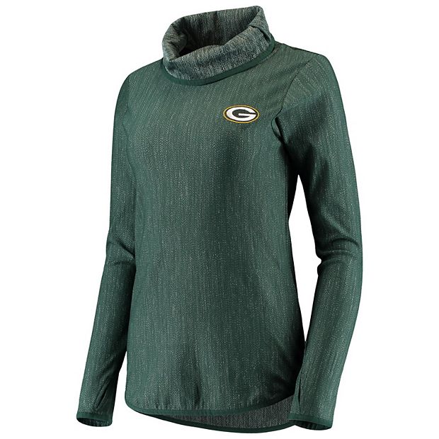 Women's Antigua Heathered Green Green Bay Packers Equalizer Cowl Neck Pullover  Sweatshirt