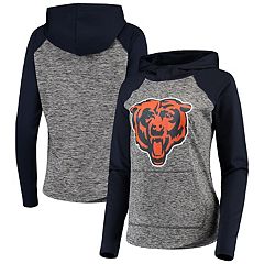 Women's Fanatics Branded Navy Chicago Bears Heritage Snow Wash French Terry Lace-Up Pullover Hoodie