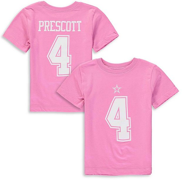 Girls Toddler Dak Prescott Pink Dallas Cowboys Player Name & Number T-Shirt